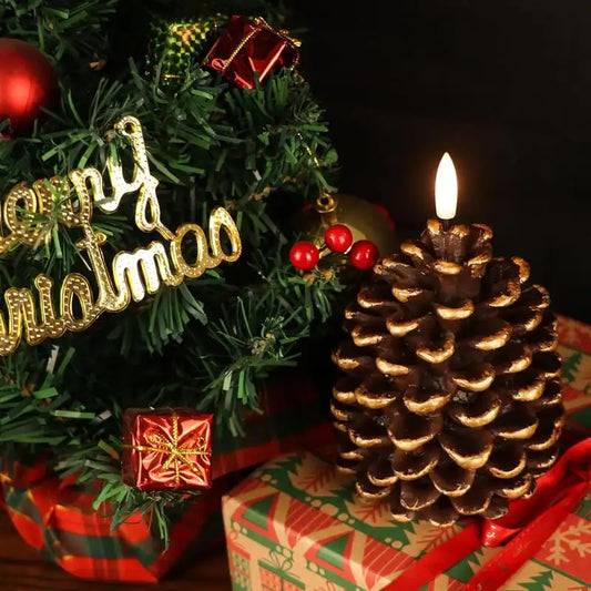 Flameless Pinecone Candles Battery Operated with 6 Hour Timer LED Electronic Candle Modeling Cozy Atmosphere Holiday Decoration